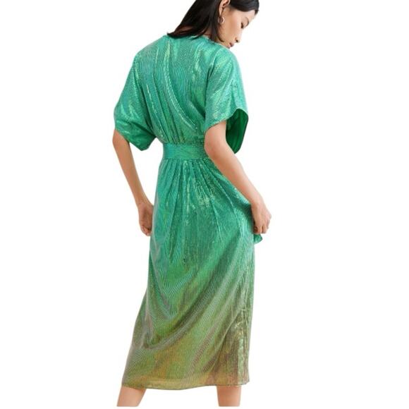 Anthropologie Bhanuni by Jyoti Green Ombre Sequin Midi Dress* - Picture 3 of 6